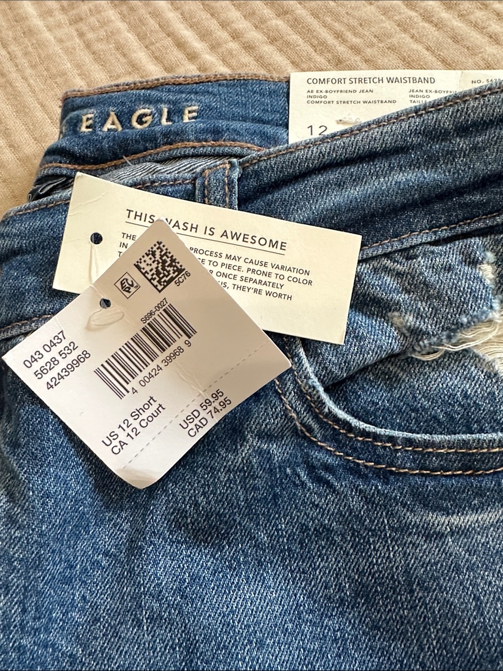 American Eagle Outfitters Women's Blue Distressed Boyfriend Jeans - Picture 2 of 5